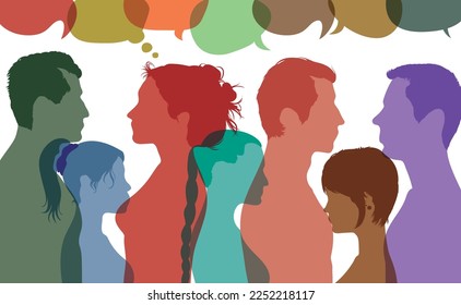 Crowd communicate and Social networking communication. Speech bubble. Flat vector illustration