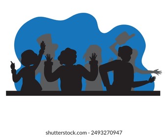 crowd concept, group of people cheering and being sports fans. vector illustration