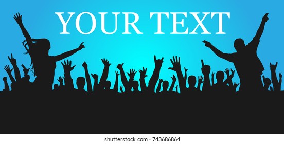 Crowd concert party silhouette vector