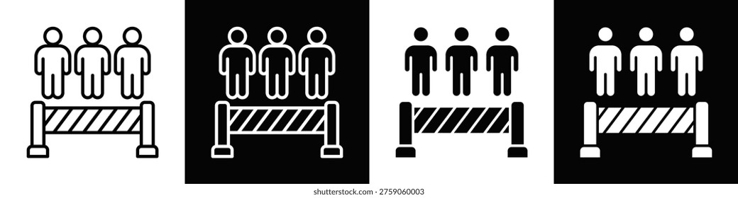 Crowd Control Icon In Black And White Filled Style.