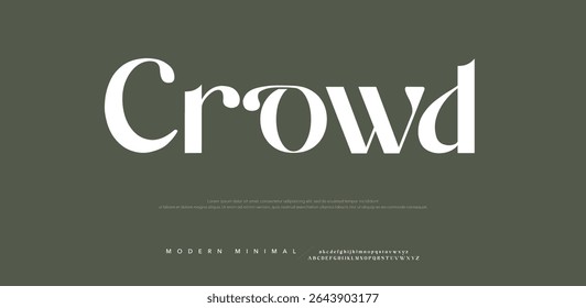 Crowd creative font. Modern abstract digital tech font. Logo creative font, type, technology, movie, digital, music, movie. Fonts and illustration in vector format.