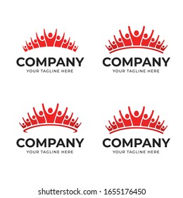 crowd crown logo illustration template, vector file eps 10, text and color is easy to edit