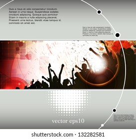 Crowd of dancing people. Event poster. Vector