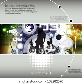 Crowd of dancing people. Event poster. Vector