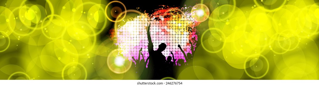 Crowd of dancing people, vector