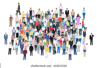 Crowd of different people, group vector illustration