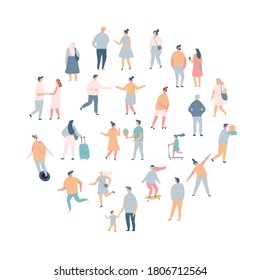 Crowd. Different People vector set. Male and female flat characters isolated on white background.	