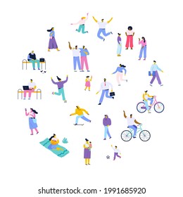 Crowd. Different People vector set. Collection of cartoon men and women isolated on white background. Colorful vector illustration in flat cartoon style. 