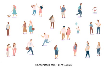 Crowd. Different People vector set3. Male and female flat characters isolated on white background.