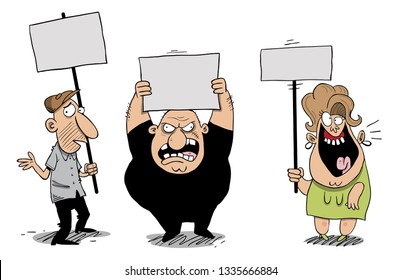 Crowd of different protesters with signs