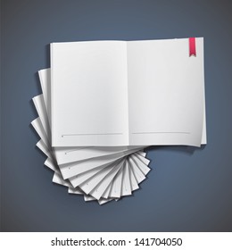 Crowd of empty white books. Vector design.