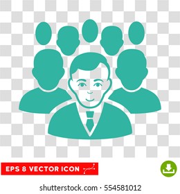 Crowd EPS vector pictogram. Illustration style is flat iconic cyan symbol on chess transparent background.