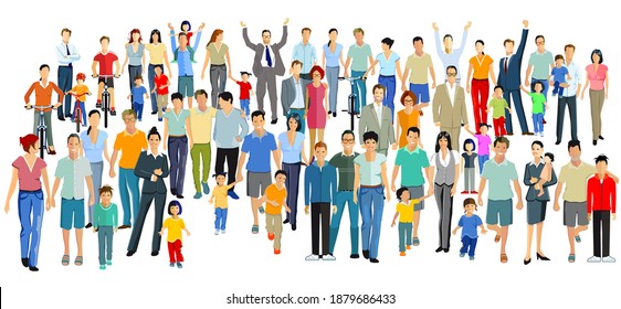 Crowd with families and children - Shutterstock ID 1879686433