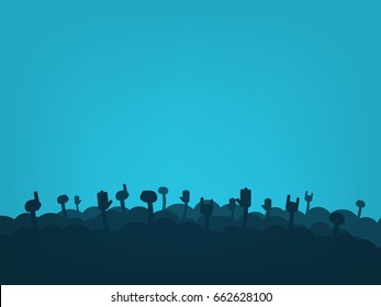 crowd of fans silhouettes. Vector illustration