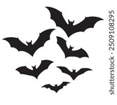 A crowd of flying bats. Halloween clipart.halloween bat silhouette,halloween black bat element