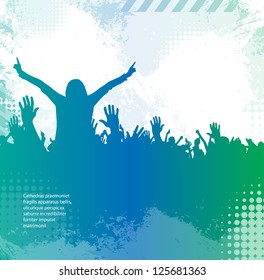 Crowd in front of a stage. Vector