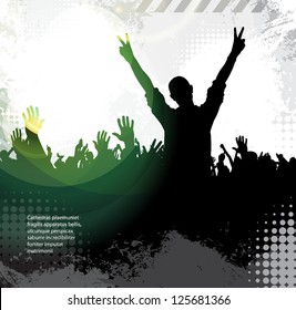 Crowd in front of a stage. Vector