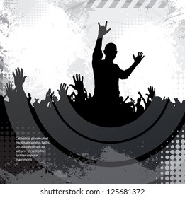 Crowd in front of a stage. Vector