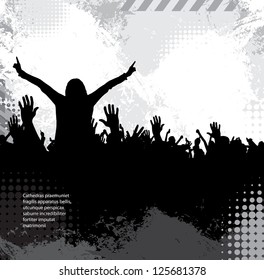 Crowd in front of a stage. Vector