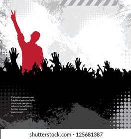 Crowd in front of a stage. Vector