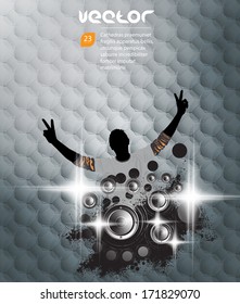 Crowd in front of a stage. Vector