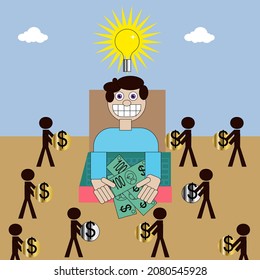 Crowdfunding Konzept, der Mensch bekommt Geld von Menschen online