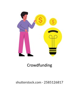 Crowd funding Concept vector illustration.  isolated on white Background. 