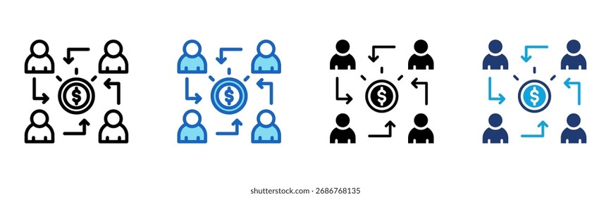 Icono de financiación colectiva Multi Style Ilustración vectorial