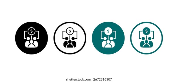 ícone de financiamento de multidão definido. ícone de financiamento de multidão no conceito de estilo plano - vetor de ações.