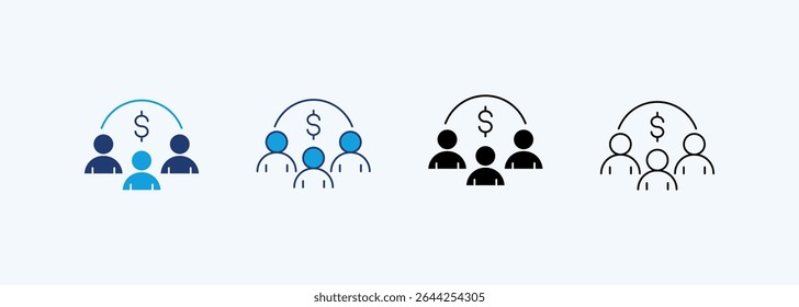 Crowd Funding Ícone Definir Coleção de Estilos Múltiplos