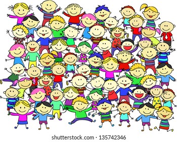 Crowd of funny children