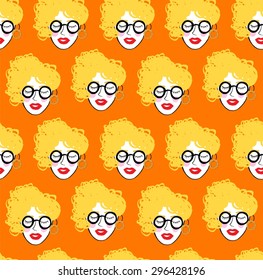 Crowd of funny peoples, seamless background for your design
