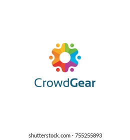 Crowd Gear Logo. Community Logo Design. 
