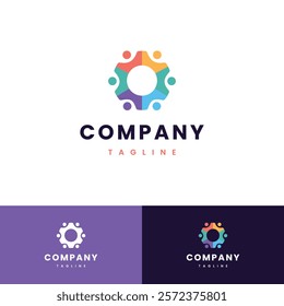 Crowd Gear Logo design modern concept, People Service logo template icon