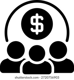 Vector de ilustración de icono de glifo de multitud