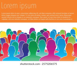 Crowd or group of diverse people standing together poster design with a placeholder for your text, company diversity concept