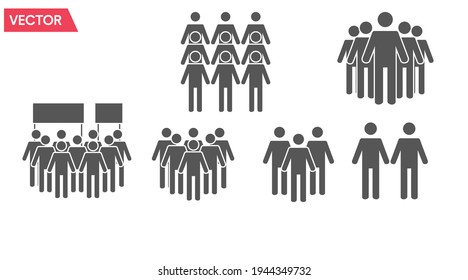 Menge, Gruppe Symbol gesetzt. Illustrationen von Menschen einzeln auf weißem Hintergrund