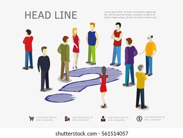 Crowd And Hand Drawn Question Mark
