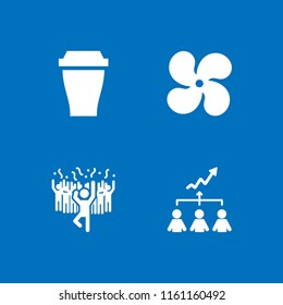 crowd icon. 4 crowd set with fan, cup, group and man in a party dancing with people vector icons for web and mobile app