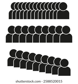 Crowd icon. Large group symbol. People gathering sign. Vector illustration.