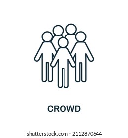Crowd Symbol. Line Element aus der Urbanisation. Lineares Crowd-Symbol für Webdesign, Infografiken und mehr.