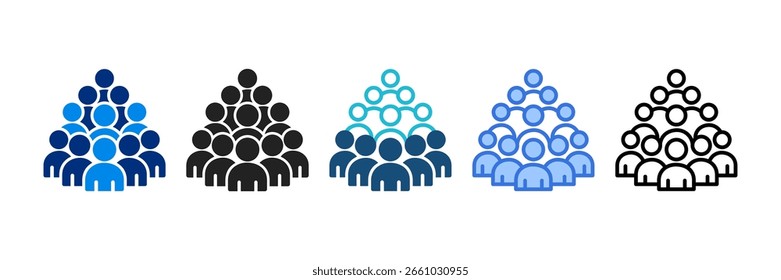Ícone de multidão definir vários estilo de ilustração de vetor