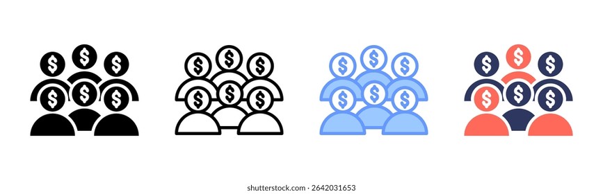 Crowd icon sheet multiple style collection