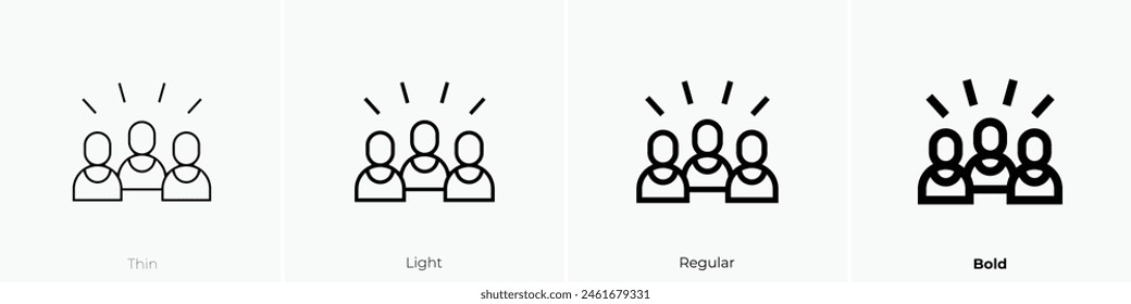 crowd icon. Thin, Light Regular And Bold style design isolated on white background