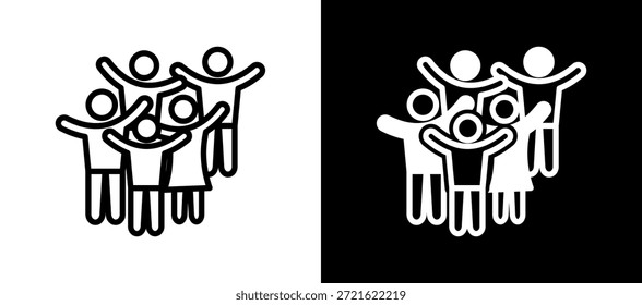 Ícone da multidão branco preto Ilustração de vetor