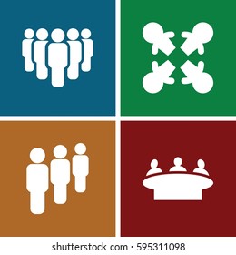 crowd icons set. Set of 4 crowd filled icons such as group