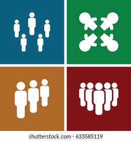 Crowd icons set. set of 4 crowd filled icons such as group