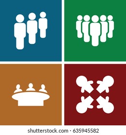 Crowd icons set. set of 4 crowd filled icons such as group