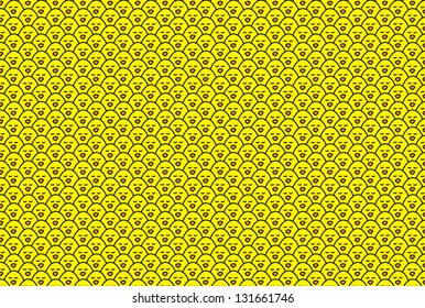 Crowd of identical Sleeping Yellow Chicks creating a continuous Wallpaper Background