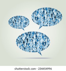 Crowd into a speech bubble isolated shape